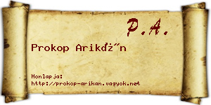 Prokop Arikán névjegykártya